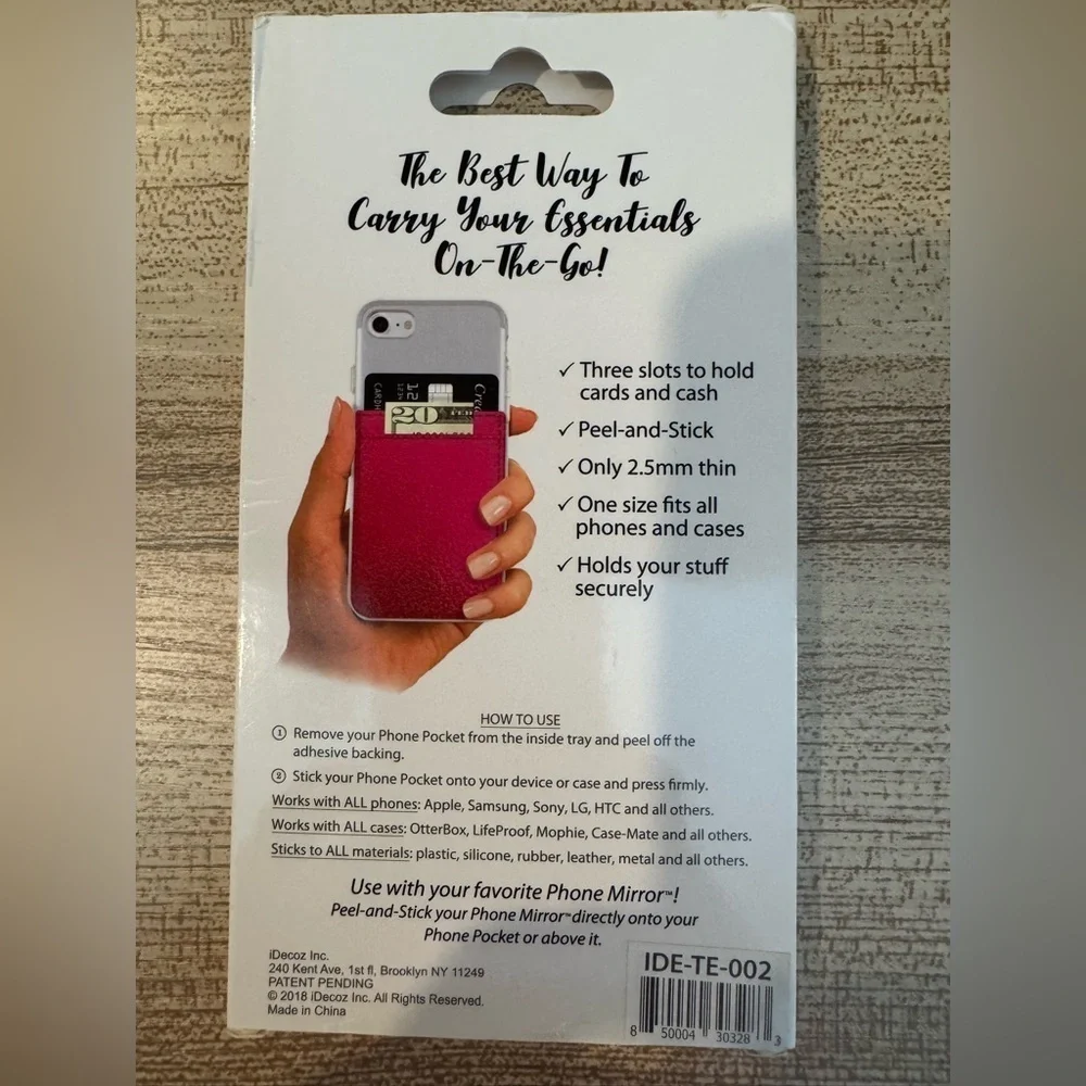 NEW IN BOX iDecoz Gold Phone Pocket ~ Peel and stick ~ Adhesive 💛